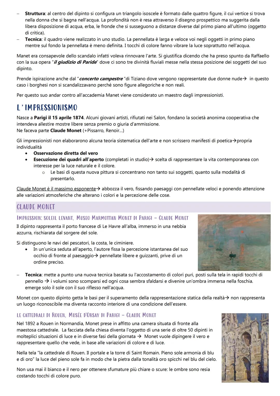 IMPRESSIONISMO E POSTIMPRESSIONISMO
EDOUARD MANET
Non fa parte dell'impressionismo gli impressionisti lo vedevano come maestro perché cercav