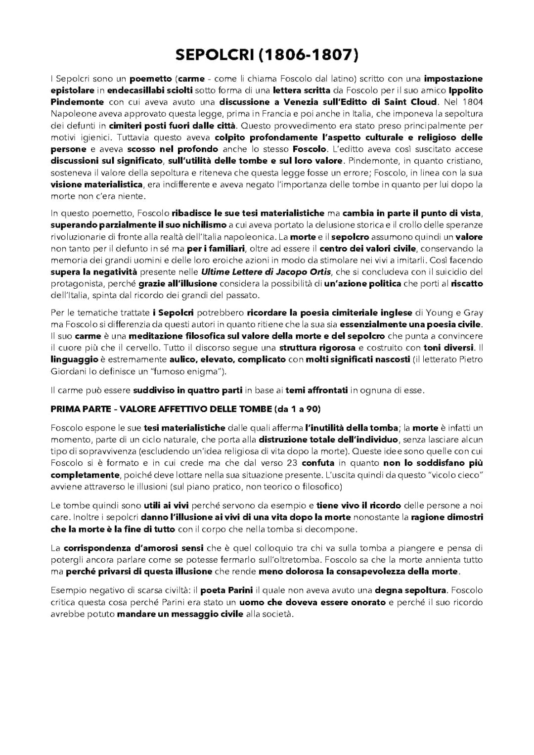 Ugo Foscolo - Sepolcri