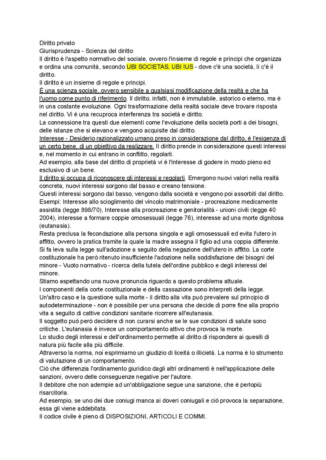 Diritto privato: Nozioni introduttive, persone giuridiche, obbligazioni, contratti 
