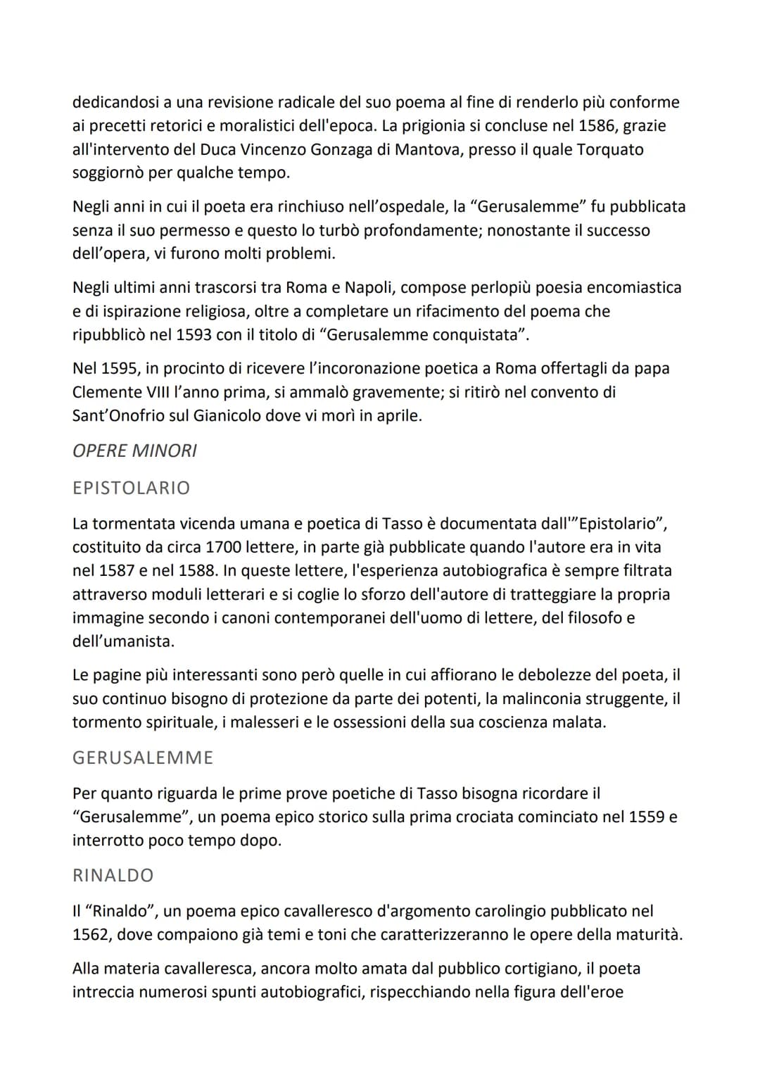 Torquato Tasso
VITA
Torquato Tasso nasce l'11 marzo del 1544 a Sorrento, in provincia di Napoli, da un
nobile famiglia di origine Bergamasca
