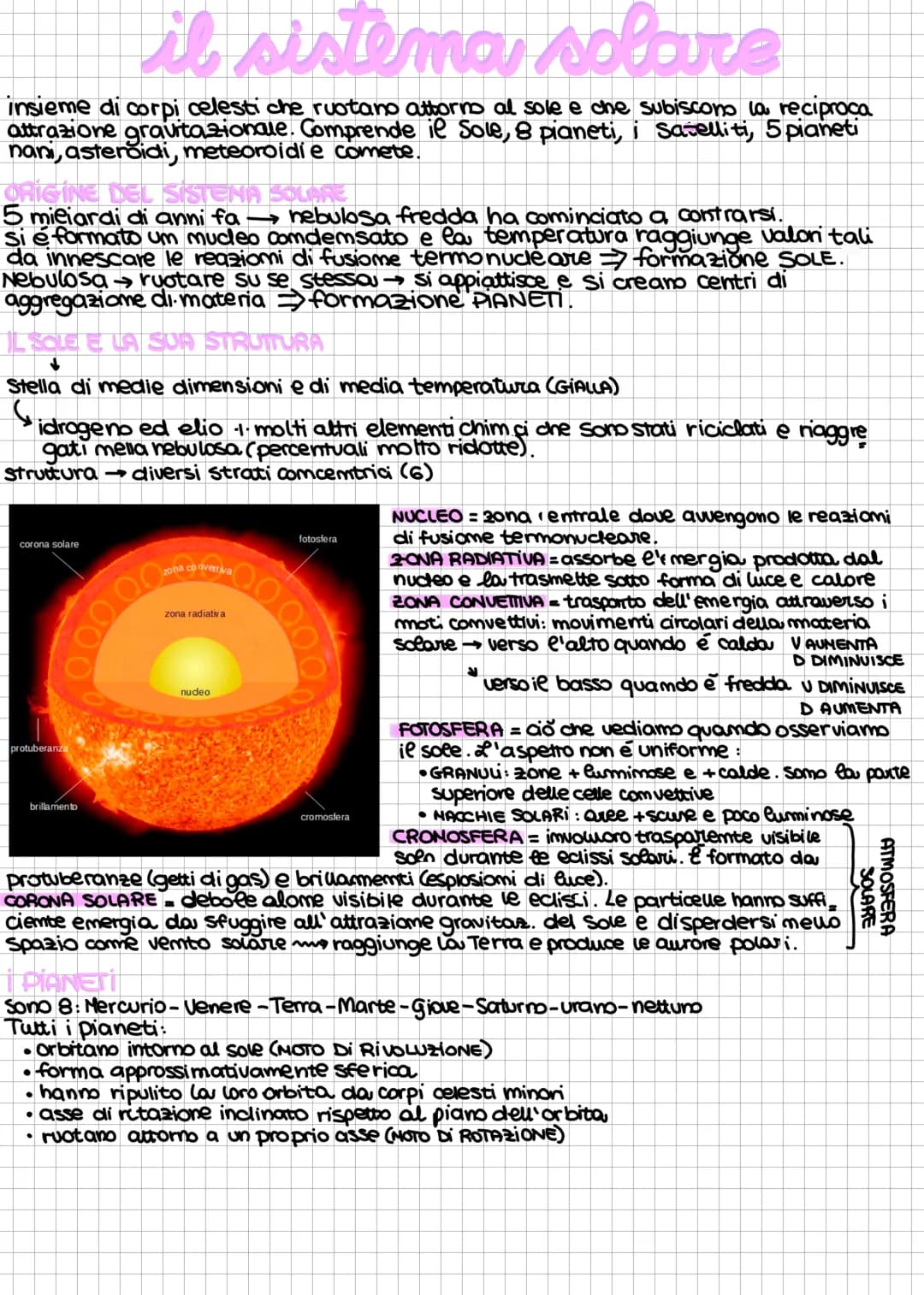 il sistema solare
insieme di corpi celesti che ruotano attorno al sole e che subiscono la reciproca
attrazione gravitazionale. Comprende il 
