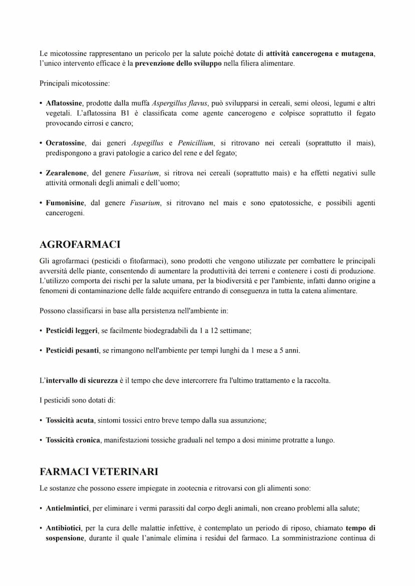 Alimentazione  Contaminazione fisico-chimica
I prodotti agroalimentari possono contenere sostanze tossiche, queste possono essere:
• Present