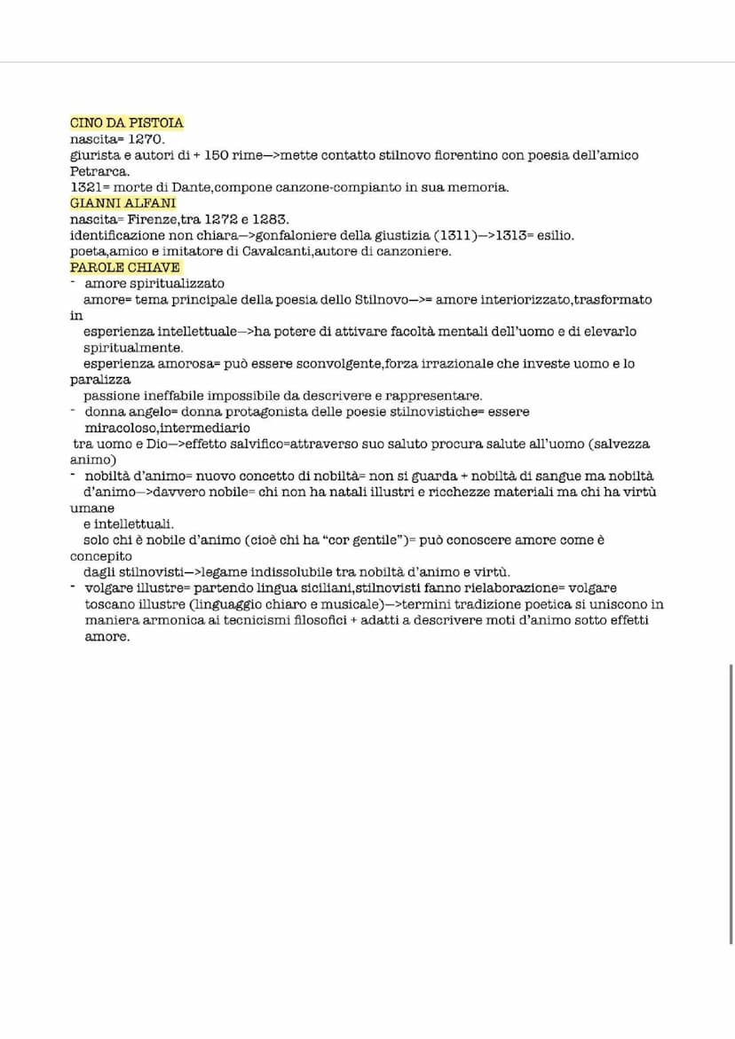 STILNOVO
nascita Bologna (Emilia), anni '60-'70 del 13 sec.->si sviluppa a Firenze tra 1280 e 1310.
esperienza poetica.
secondo alcuni studi