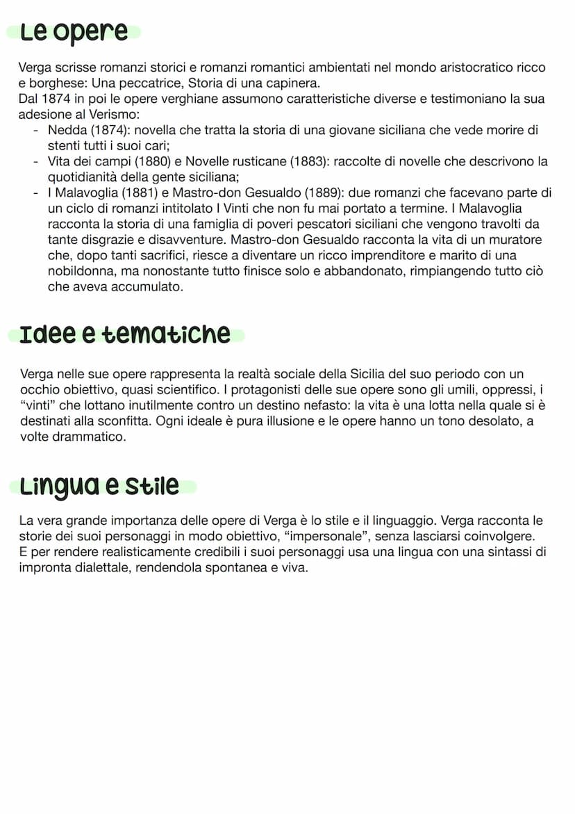 GIOVANNI VERGA
Il verismo
Il Verismo è un movimento letterario che si diffonde in Italia alla fine dell'Ottocento sulla
scia del Naturalismo