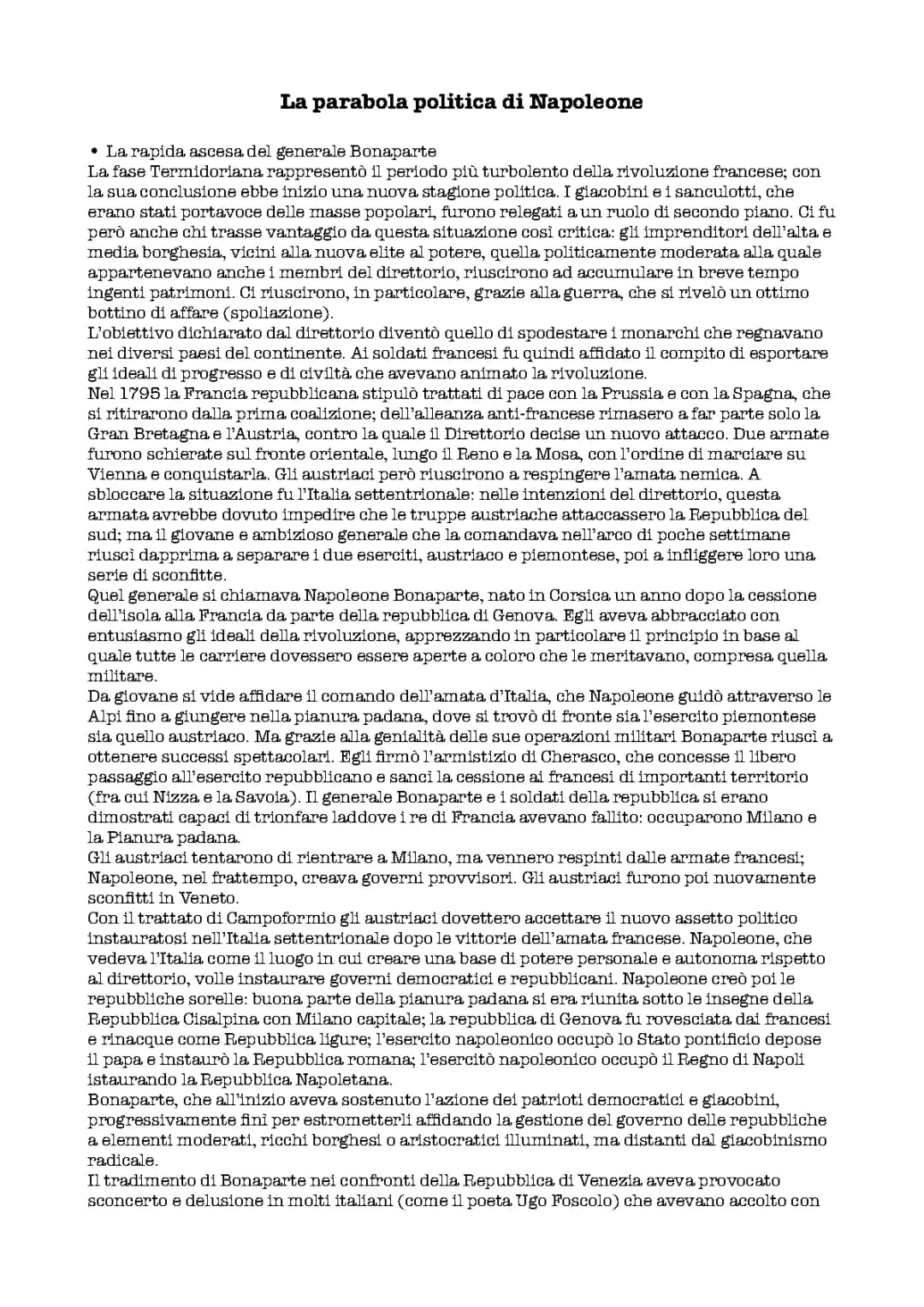 La parabola politica di Napoleone