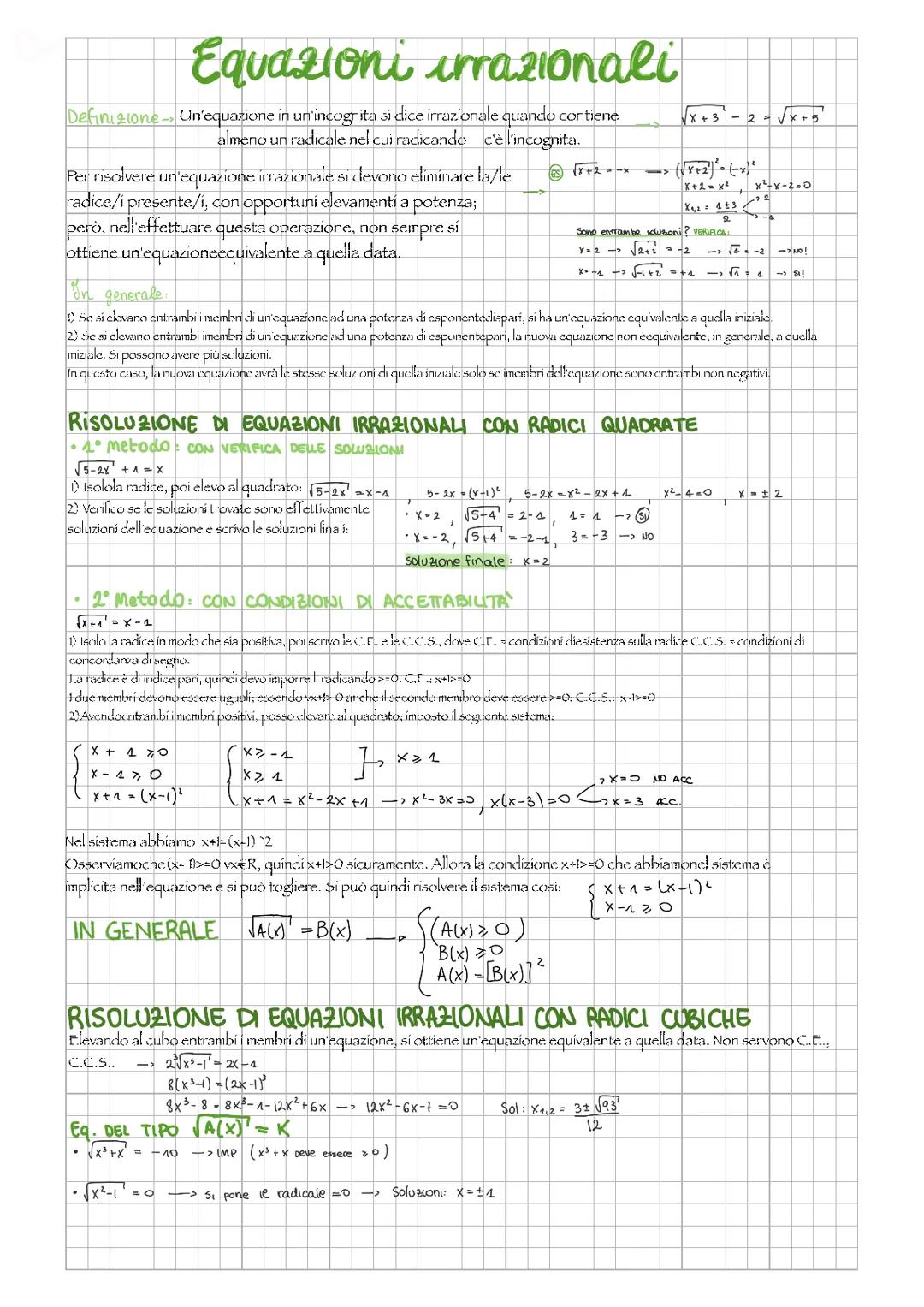 Equazioni Irrazionali 