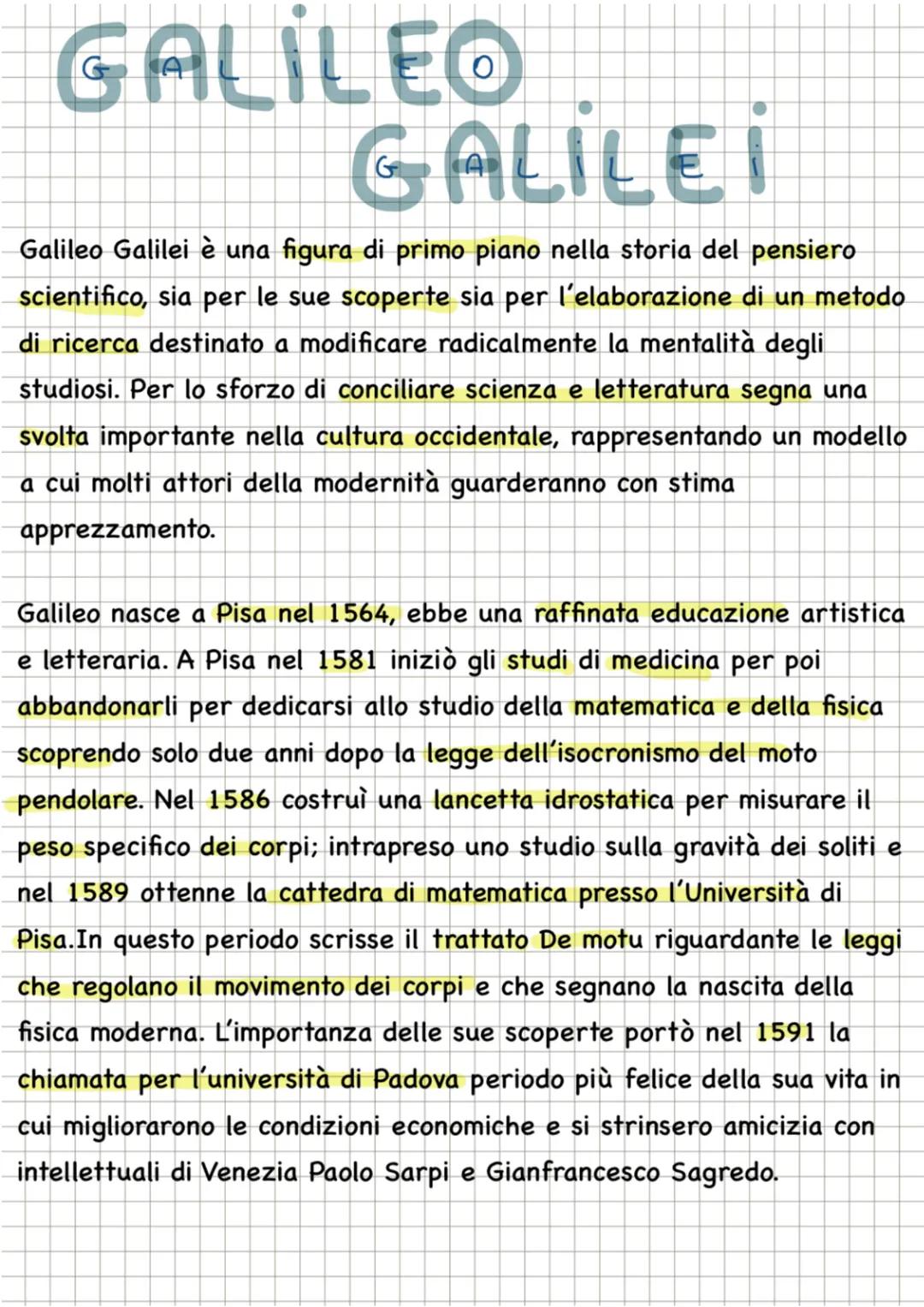 GALILEO
GALILEI
Galileo Galilei è una figura di primo piano nella storia del pensiero
scientifico, sia per le sue scoperte sia per l'elabora
