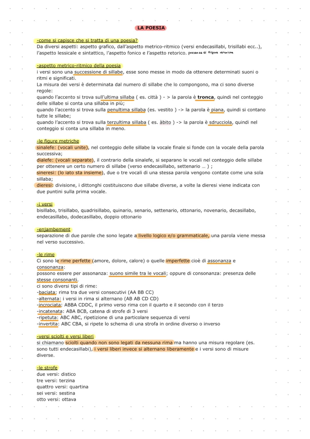 LA POESIA
-come si capisce che si tratta di una poesia?
Da diversi aspetti: aspetto grafico, dall'aspetto metrico-ritmico (versi endecasilla