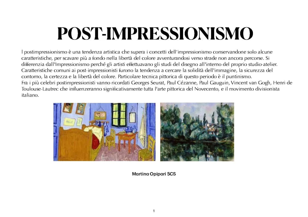 POST IMPRESSIONISMO, DVISIONISMO e SIMBOLISMO