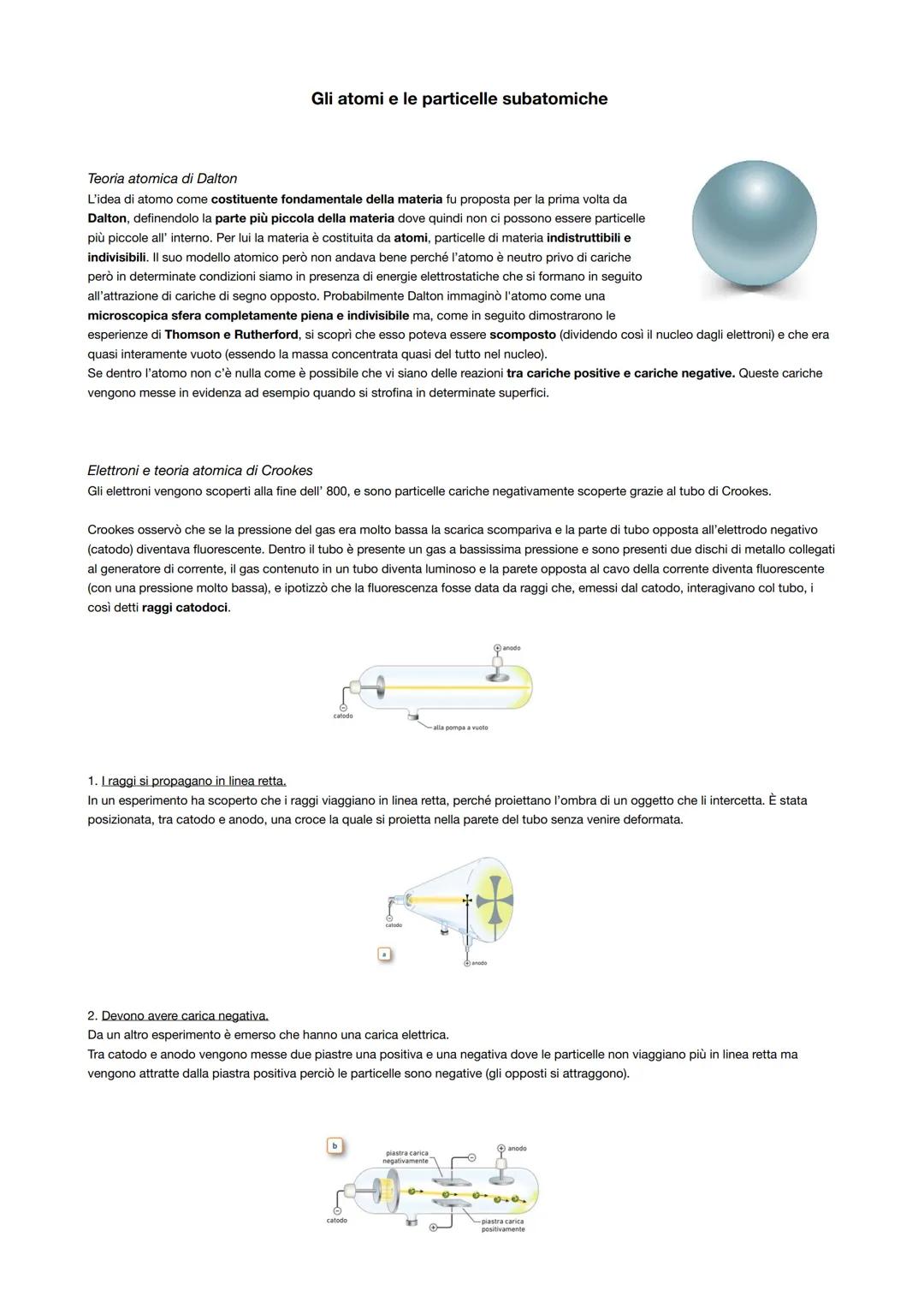 Gli atomi e le particelle subatomiche