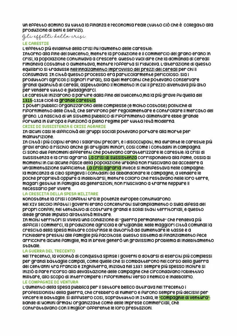 La crisi del trecento
I fattori della crisi
verso la fine del XIII secolo l'espansione economica, in tutto il continente, iniziò a
frenare e