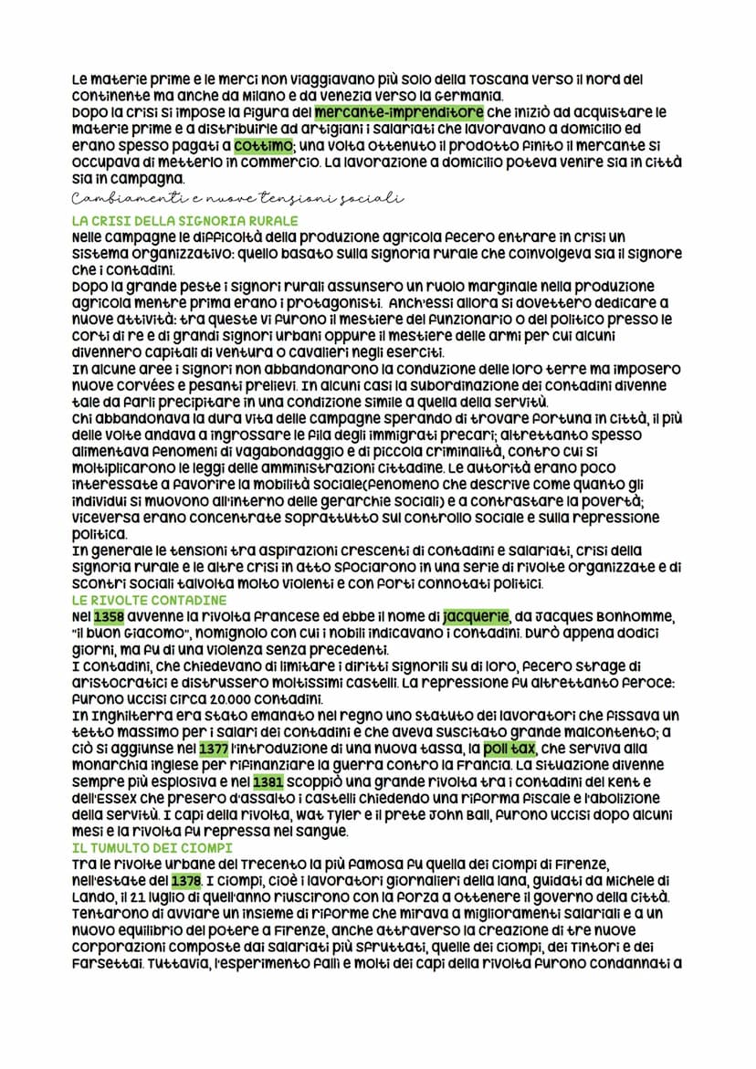La crisi del trecento
I fattori della crisi
verso la fine del XIII secolo l'espansione economica, in tutto il continente, iniziò a
frenare e