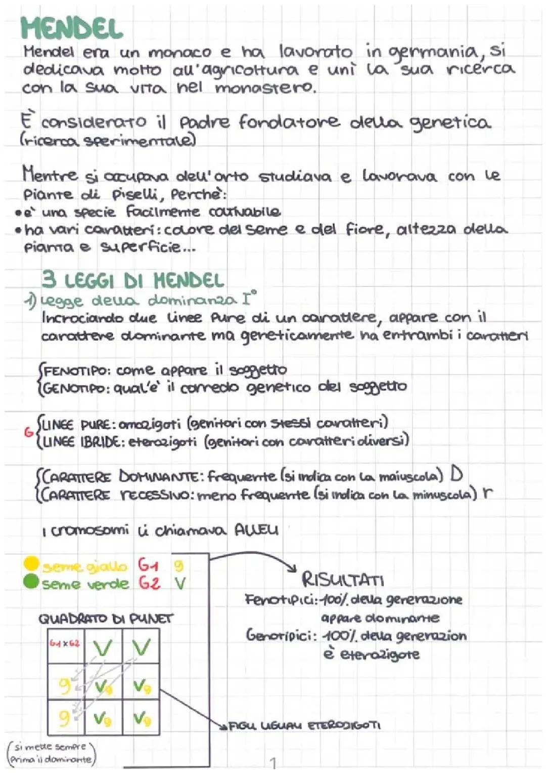 Le Leggi di Mendel e la Genetica