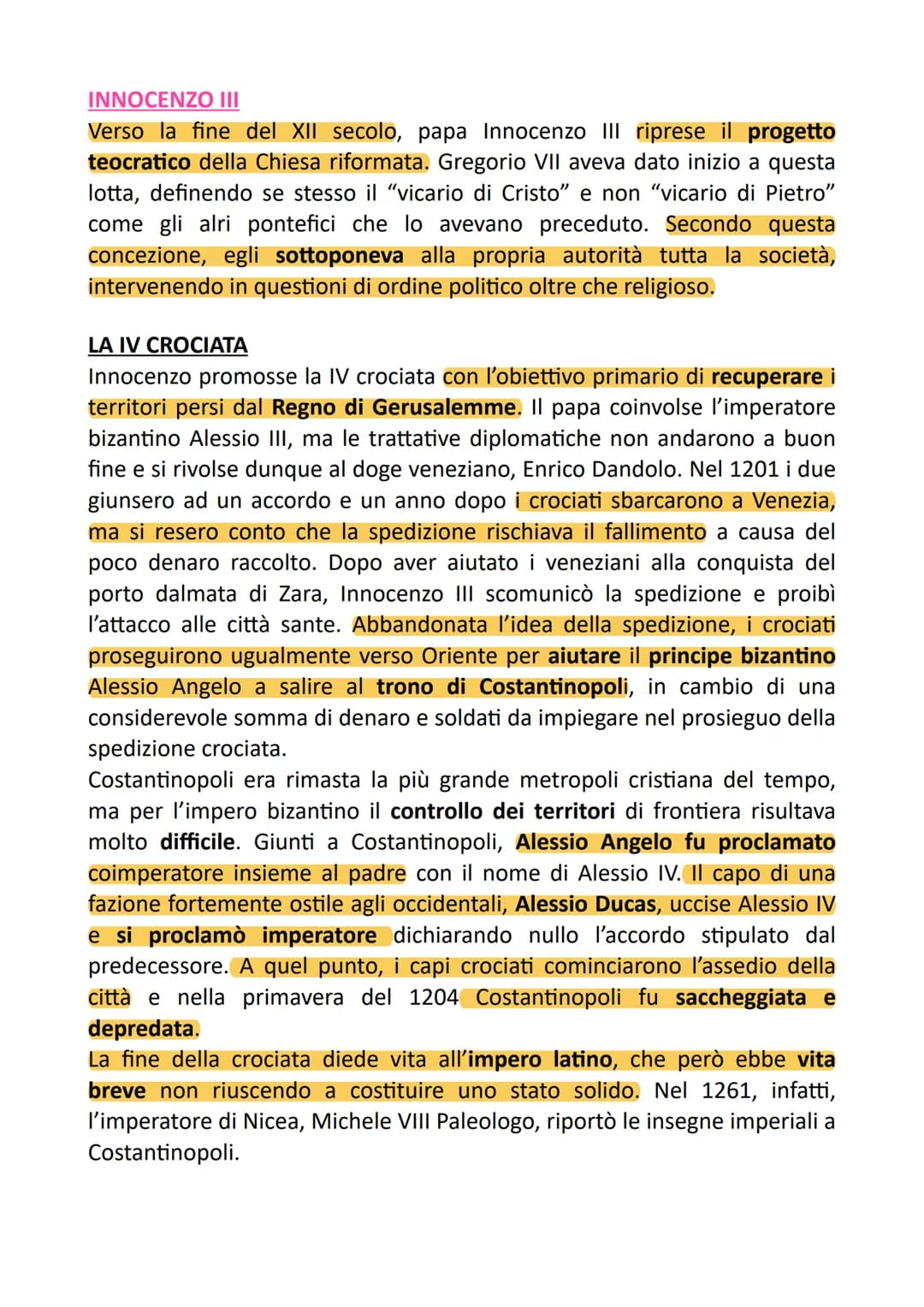 INNOCENZO III
Verso la fine del XII secolo, papa Innocenzo III riprese il progetto
teocratico della Chiesa riformata. Gregorio VII aveva dat