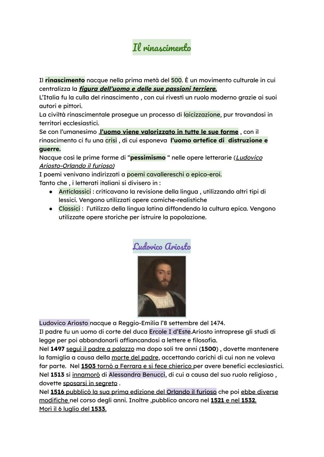 Il rinascimento
Il rinascimento nacque nella prima metà del 500. È un movimento culturale in cui
centralizza la figura dell'uomo e delle sue