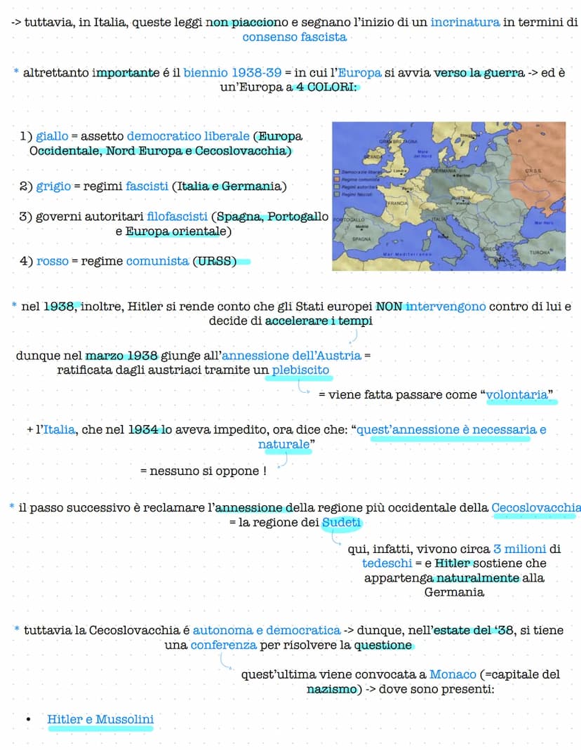 II GUERRA MONDIALE
* prima di descrivere le dinamiche del conflitto occorre far focus su una serie di avvenimenti
che:
hanno portato l'Europ