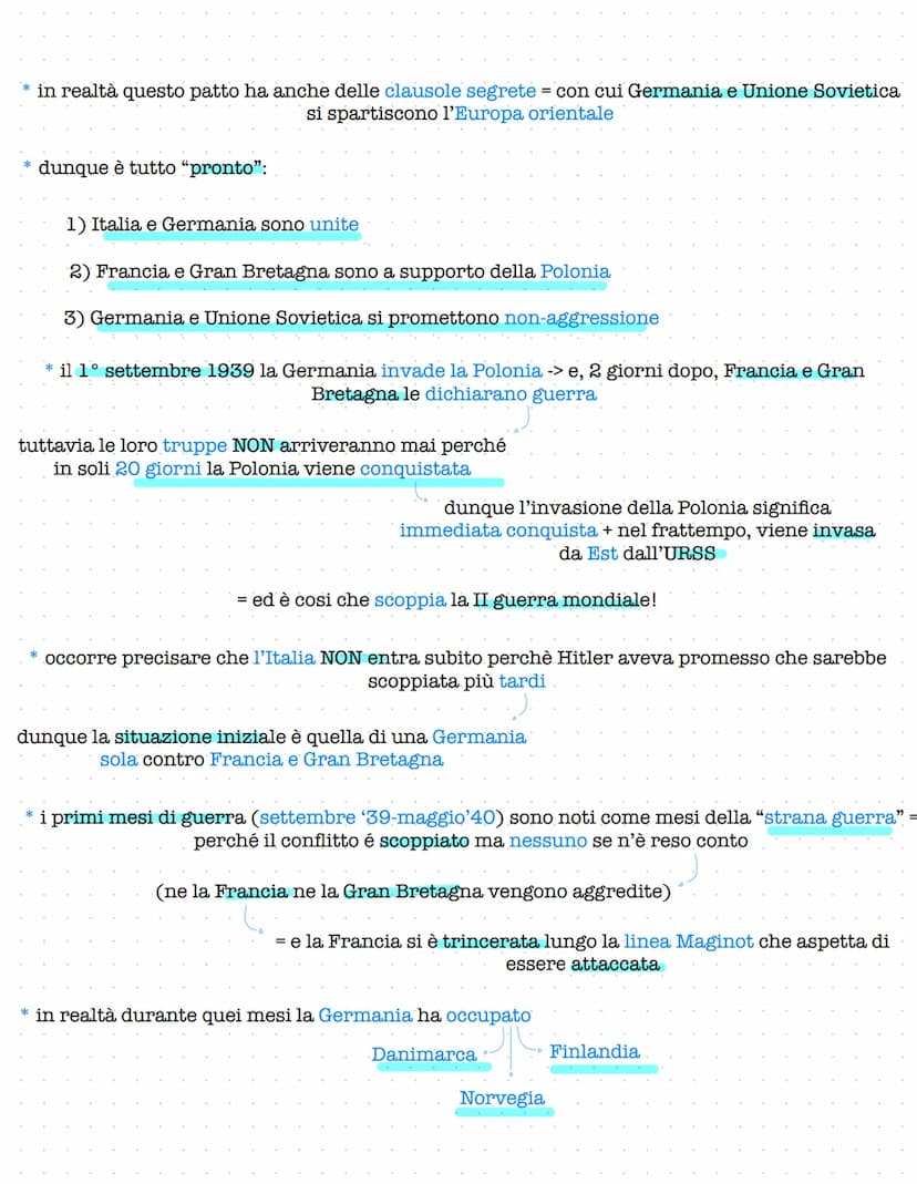 II GUERRA MONDIALE
* prima di descrivere le dinamiche del conflitto occorre far focus su una serie di avvenimenti
che:
hanno portato l'Europ