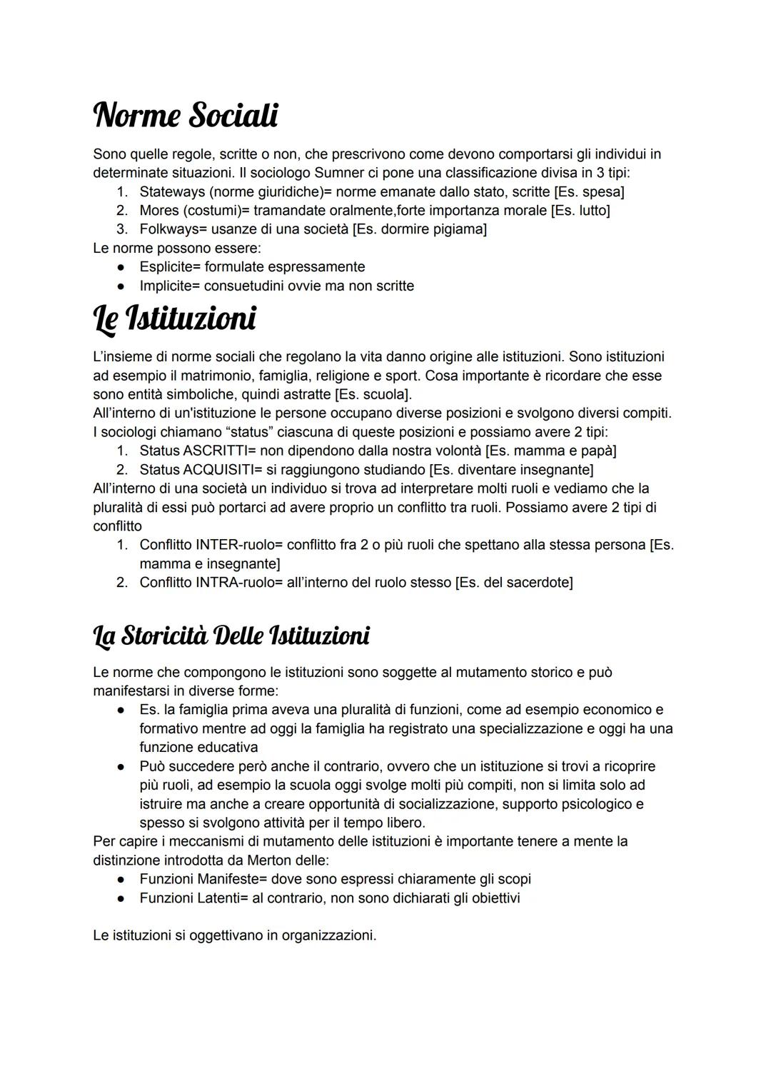 Norme Sociali
Sono quelle regole, scritte o non, che prescrivono come devono comportarsi gli individui in
determinate situazioni. Il sociolo