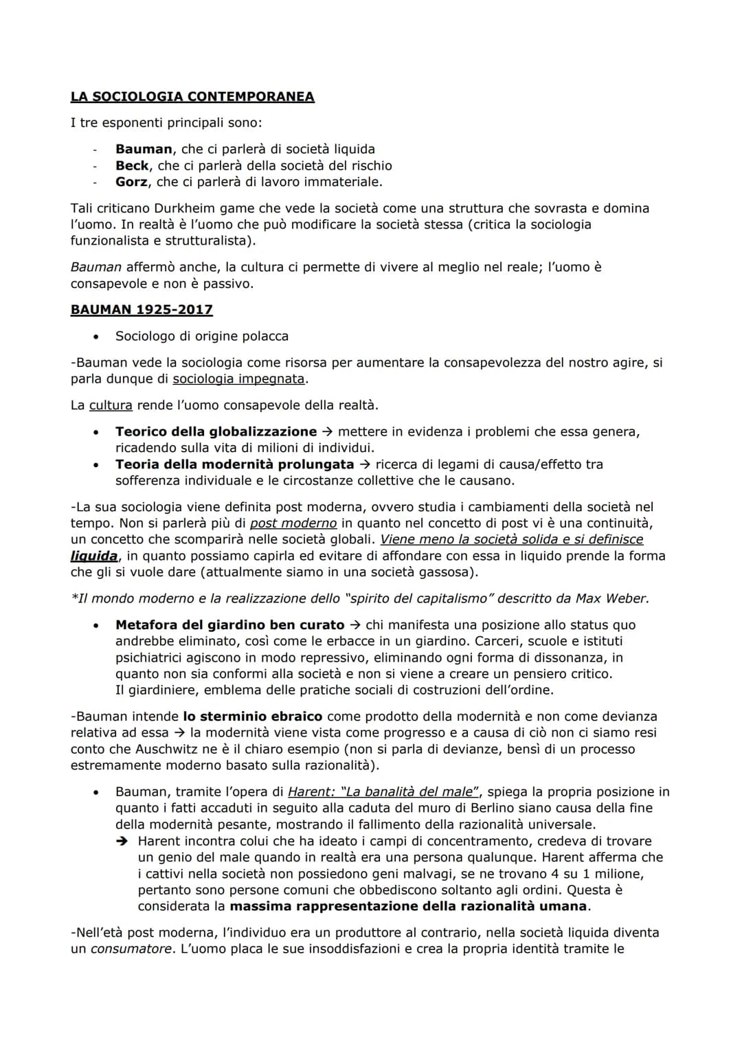 LA SOCIOLOGIA CONTEMPORANEA
I tre esponenti principali sono:
Tali criticano Durkheim game che vede la società come una struttura che sovrast