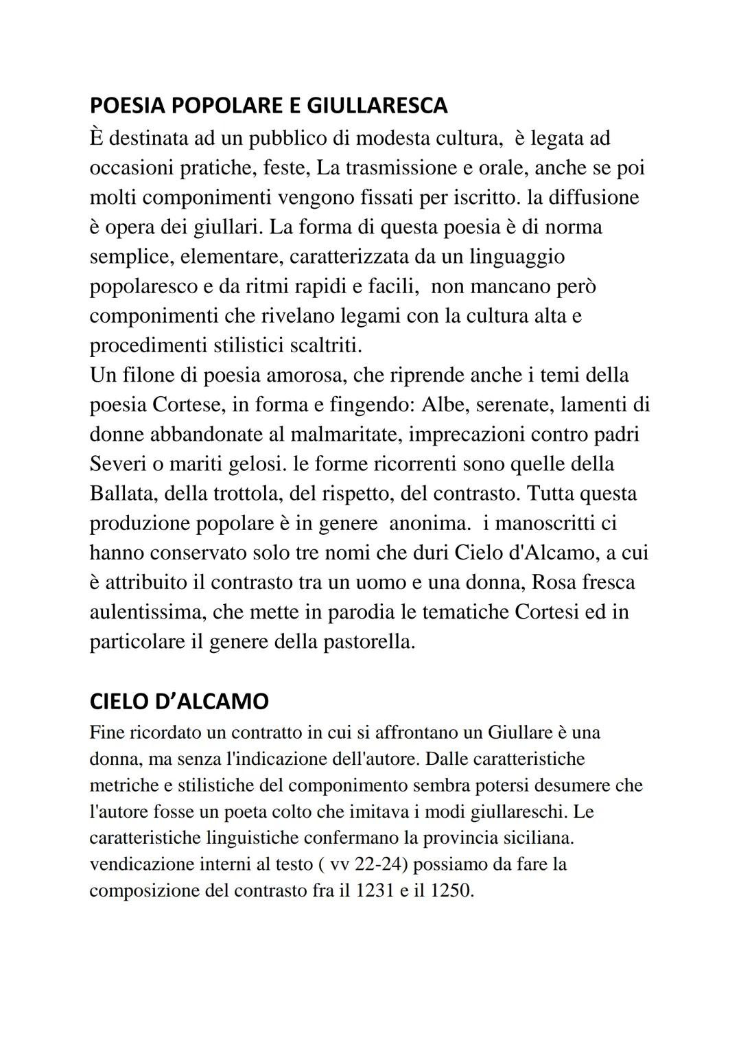 IL DOLCE STIL NOVO
Si forma a Firenze, la lirica amorosa di ispirazione cortese
tocca la sua fase culminante in Italia. I poeti esponenti so