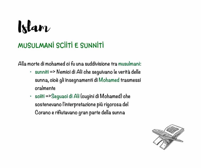 IL LIBRO SACRO
CURIOSITÀ
SIGNIFICATO
E SIMBOLO
LA PREGHIERA
LA MOSCHEA
Islam
f
ORIGINI
15 PRINCIPI
FONDAMENTALI
MUSULMANI
SCIITIE SUNNITI
MO