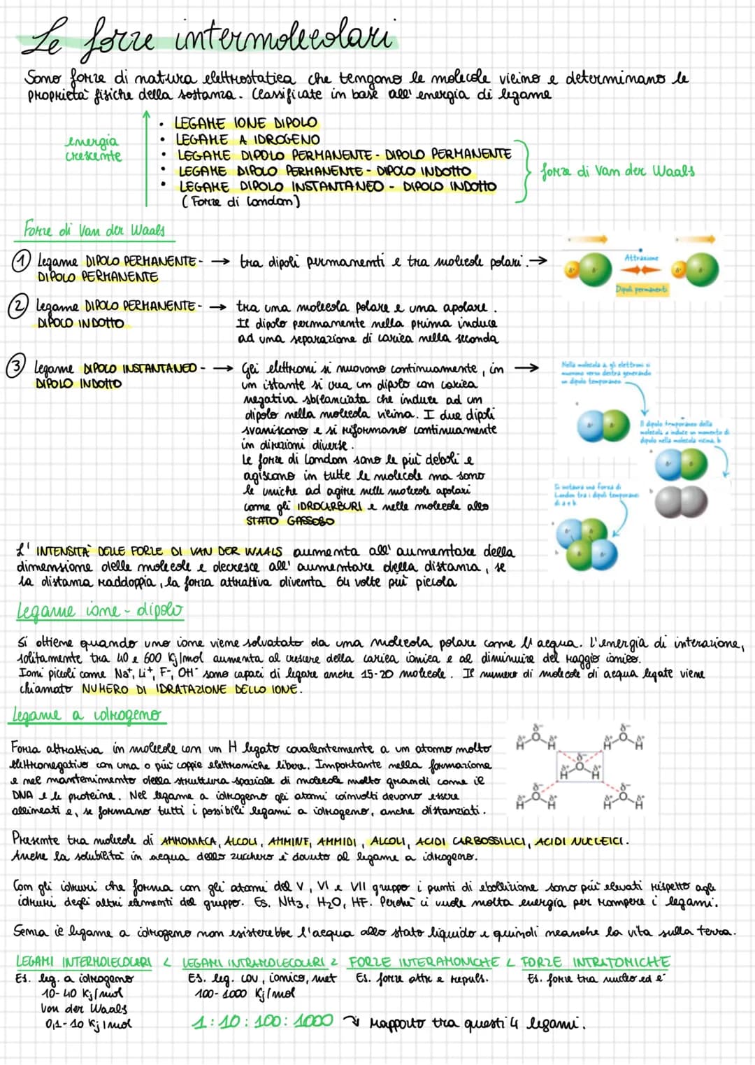 I legami chimici
ⒸLEGAME COVALENTE → si forma fra due atomi che mettono in comume un è ciascuno,
che comolividono almeno una coppia di e. Og