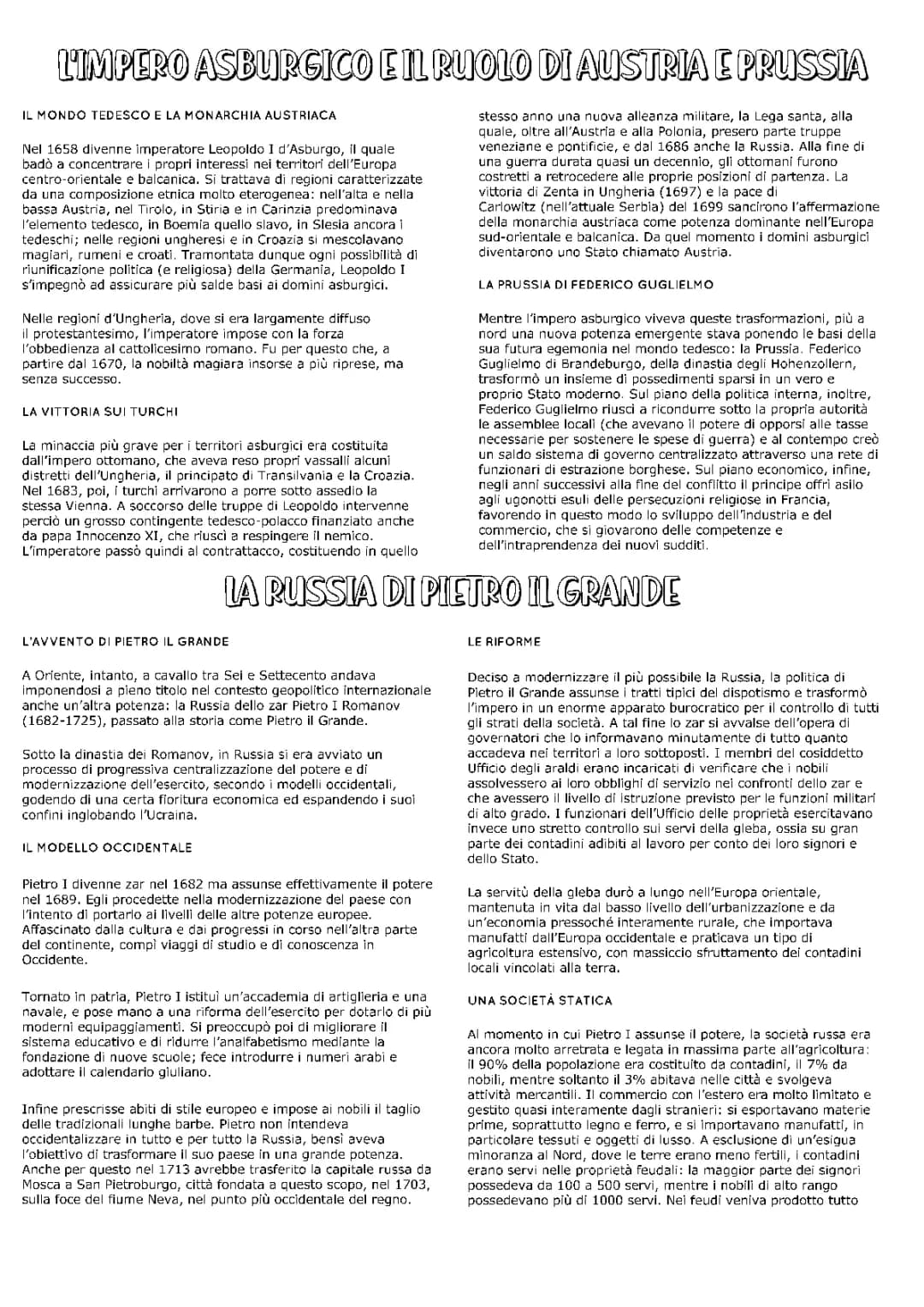 Pietro il Grande e l'Impero Asburgico (1600-1800): Curiosità e Riassunto