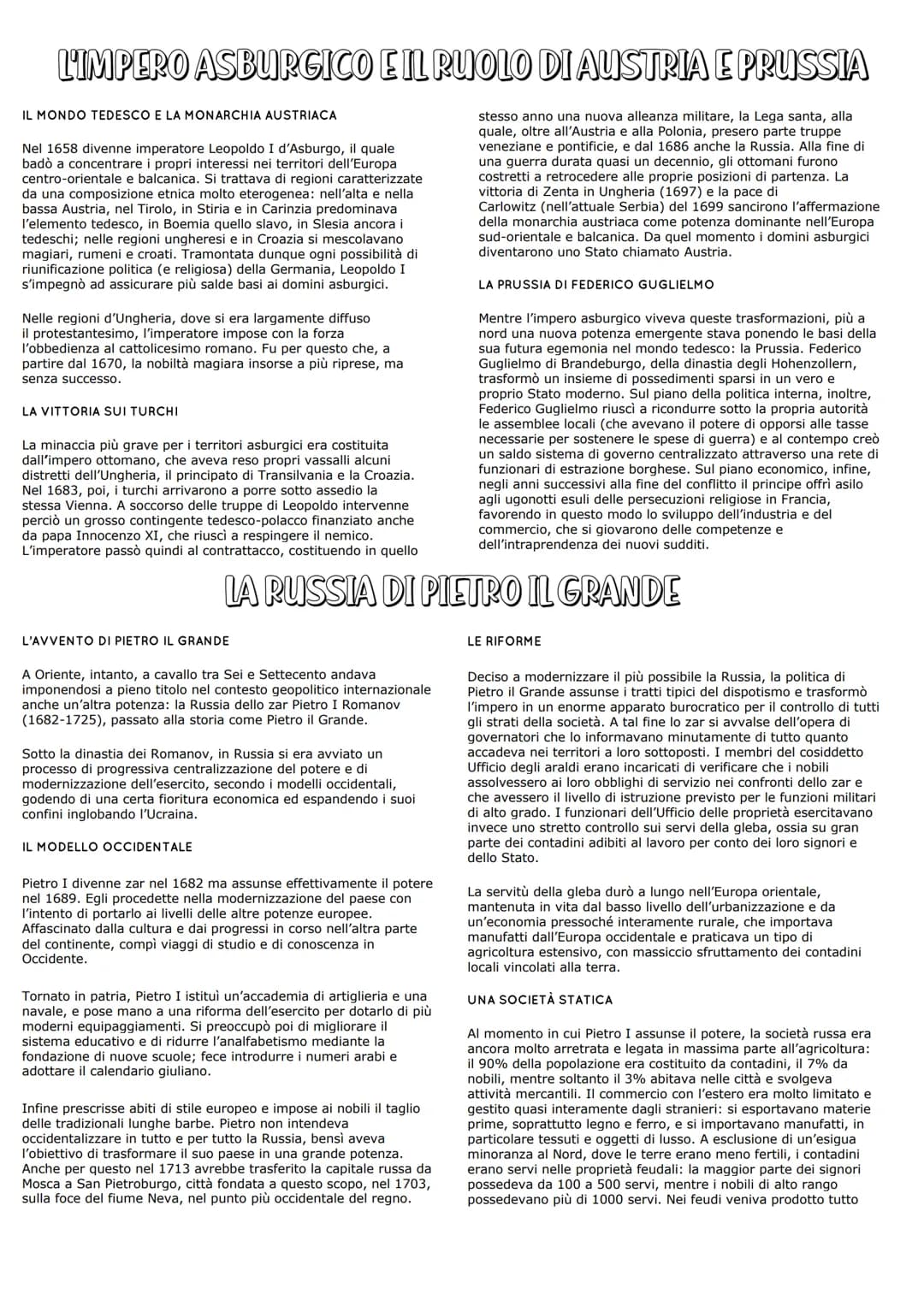 L'IMPERO ASBURGICO E IL RUOLO DI AUSTRIA E PRUSSIA
stesso anno una nuova alleanza militare, la Lega santa, alla
quale, oltre all'Austria e a