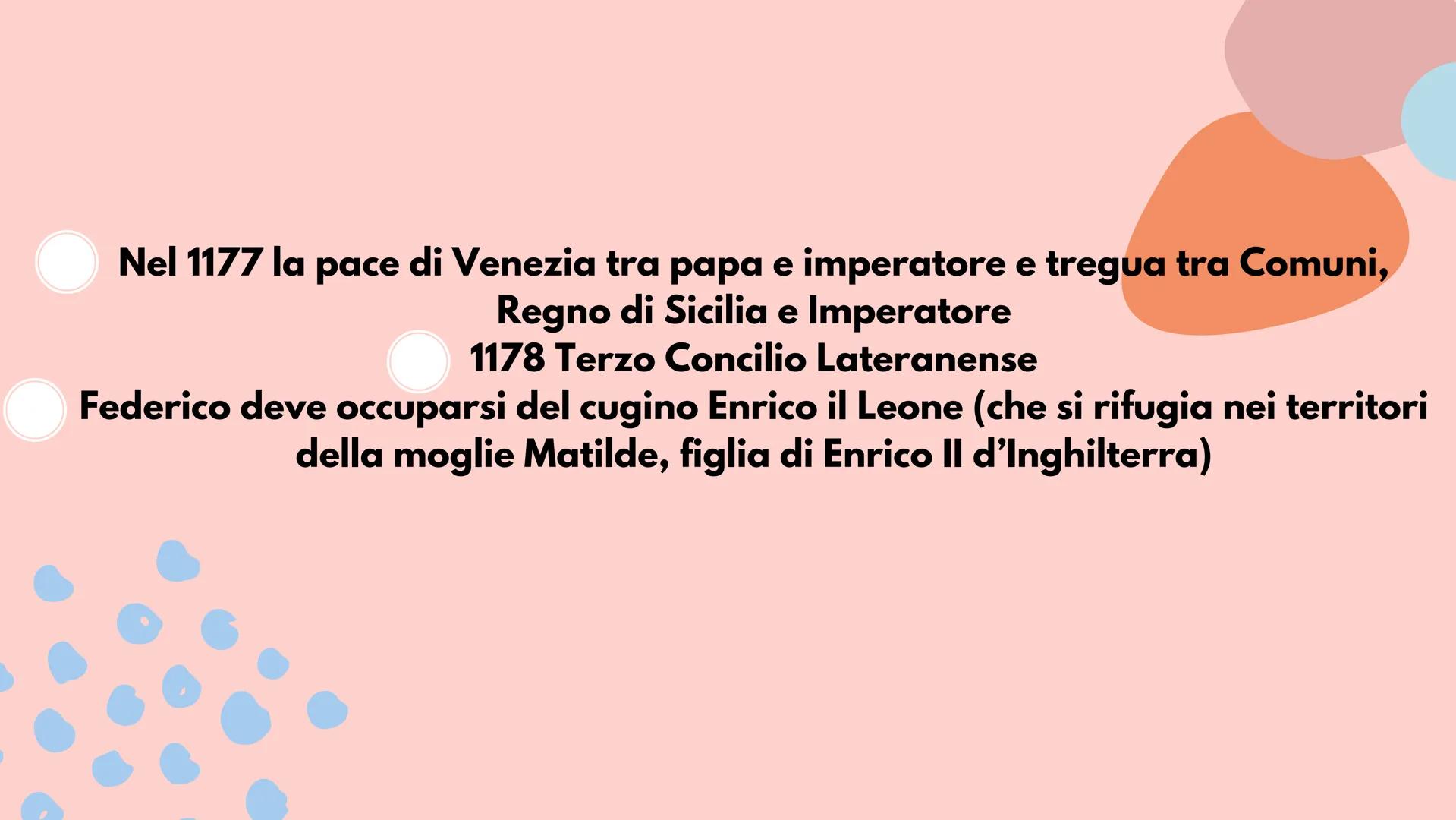 Alla morte di Corrado III (1152) venne eletto all'unanimità re di Germania Federico,
figlio di Giuditta di Baviera e di Federico di Svevia

