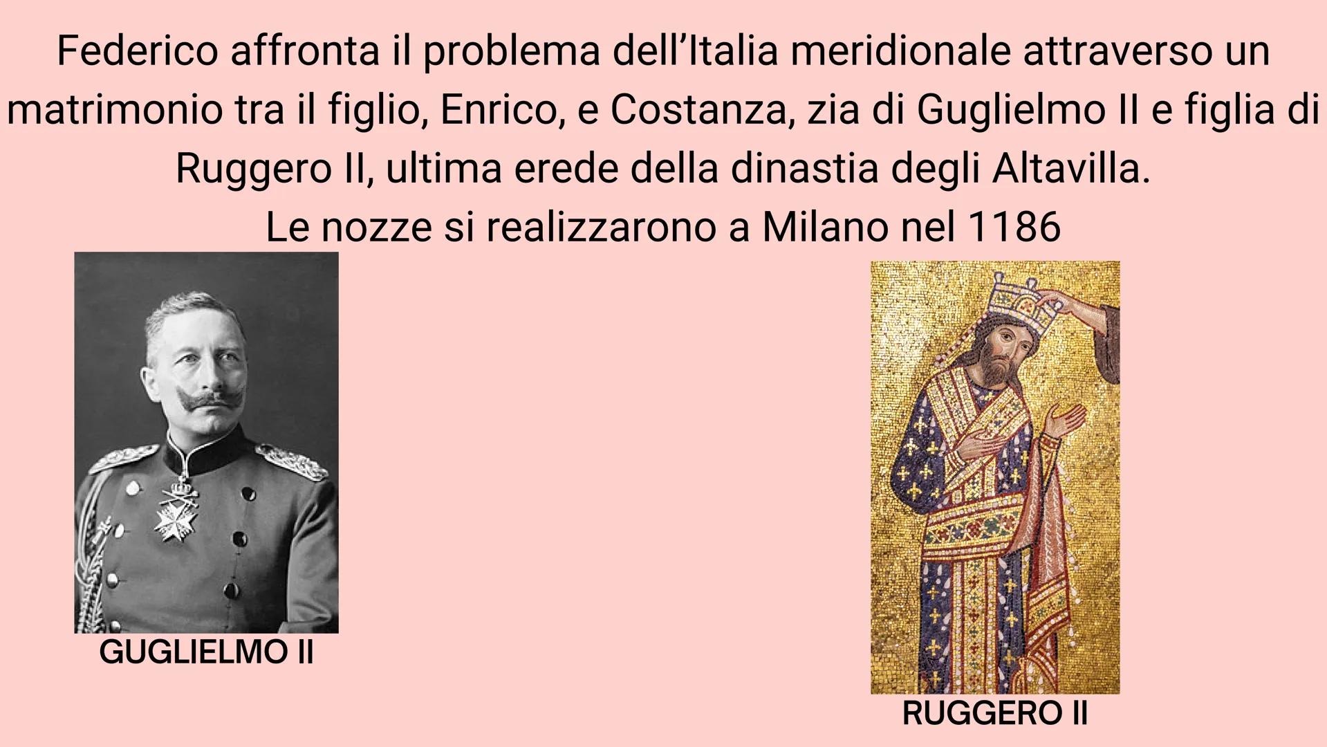 Alla morte di Corrado III (1152) venne eletto all'unanimità re di Germania Federico,
figlio di Giuditta di Baviera e di Federico di Svevia

