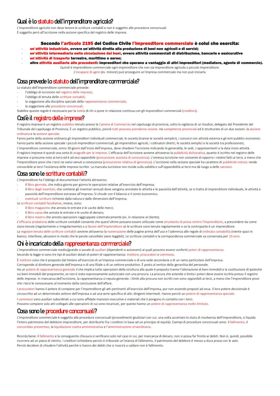 Si definisce diritto commerciale quel ramo del diritto privato che disciplina le attività economiche dell'imprenditore che produce beni e se