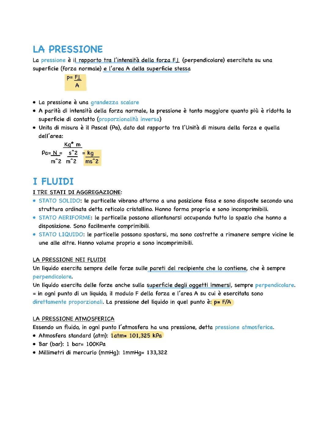 La pressione (fluidostatica) 