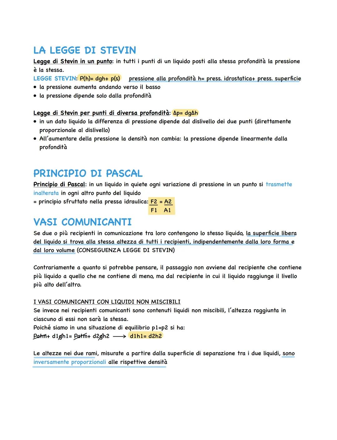 LA PRESSIONE
La pressione è il rapporto tra l'intensità della forza Fl (perpendicolare) esercitata su una
superficie (forza normale) e l'are
