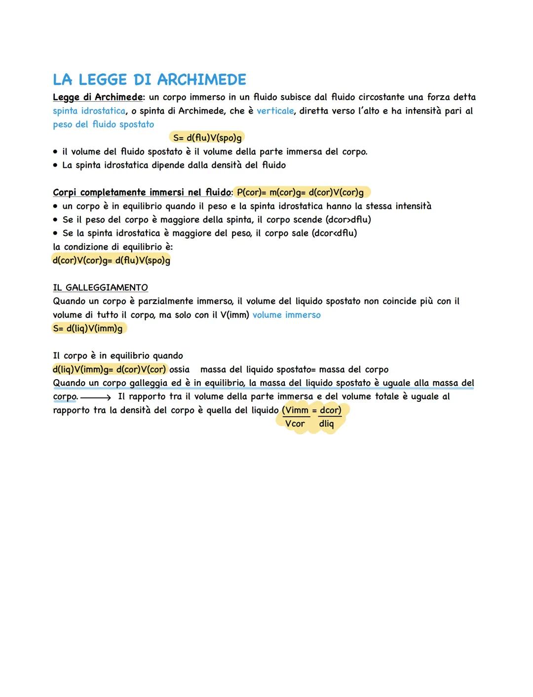 LA PRESSIONE
La pressione è il rapporto tra l'intensità della forza Fl (perpendicolare) esercitata su una
superficie (forza normale) e l'are