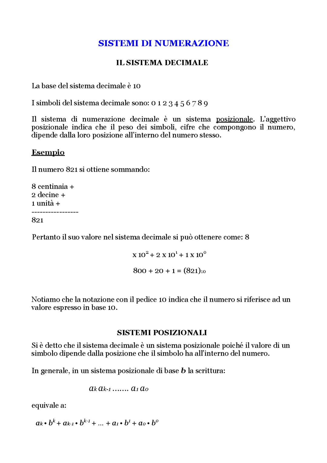 appunti su i vari sistemi di numerazione. 