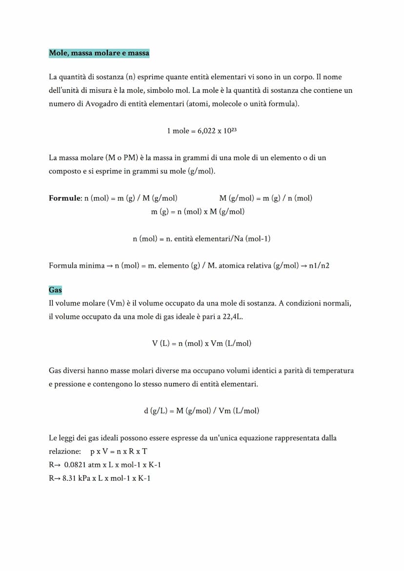 
<p>Il principio di Avogadro afferma che volumi uguali di gas diversi, nelle stesse condizioni di temperatura e pressione, contengono lo ste