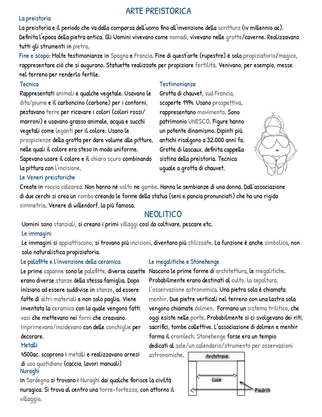 ARTE PREISTORICA
La preistoria
La preistoria e il periodo che va dalla comparsa dell'uomo fino all'invenzione della scrittura (iv millennio 