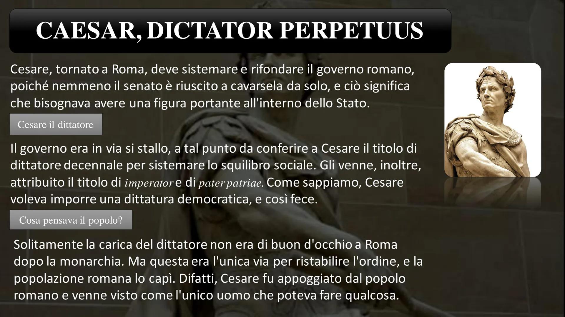 
<h2 id="introduzione">Introduzione</h2>
<p>Caivs Ivlius Caesar, noto come Giulio Cesare, è stato un personaggio di grande rilievo nella sto