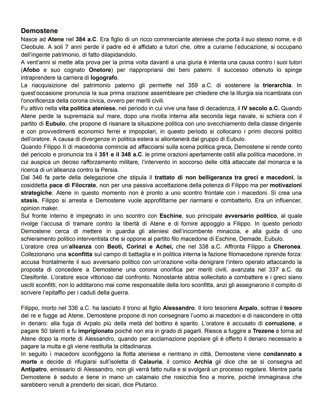 Demostene
Nasce ad Atene nel 384 a.C. Era figlio di un ricco commerciante ateniese che porta il suo stesso nome, e di
Cleobule. A soli 7 ann