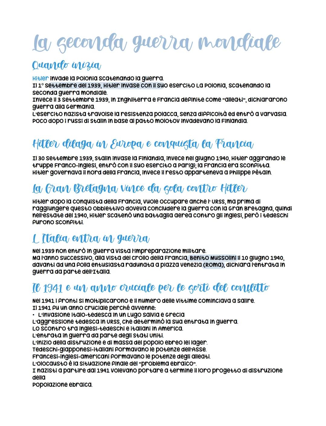 # la seconda guerra mondiale

## Quando inizia

Hitler invade la polonia scatenando la guerra.

Il 1° settembre del 1939, Hitler invase con 