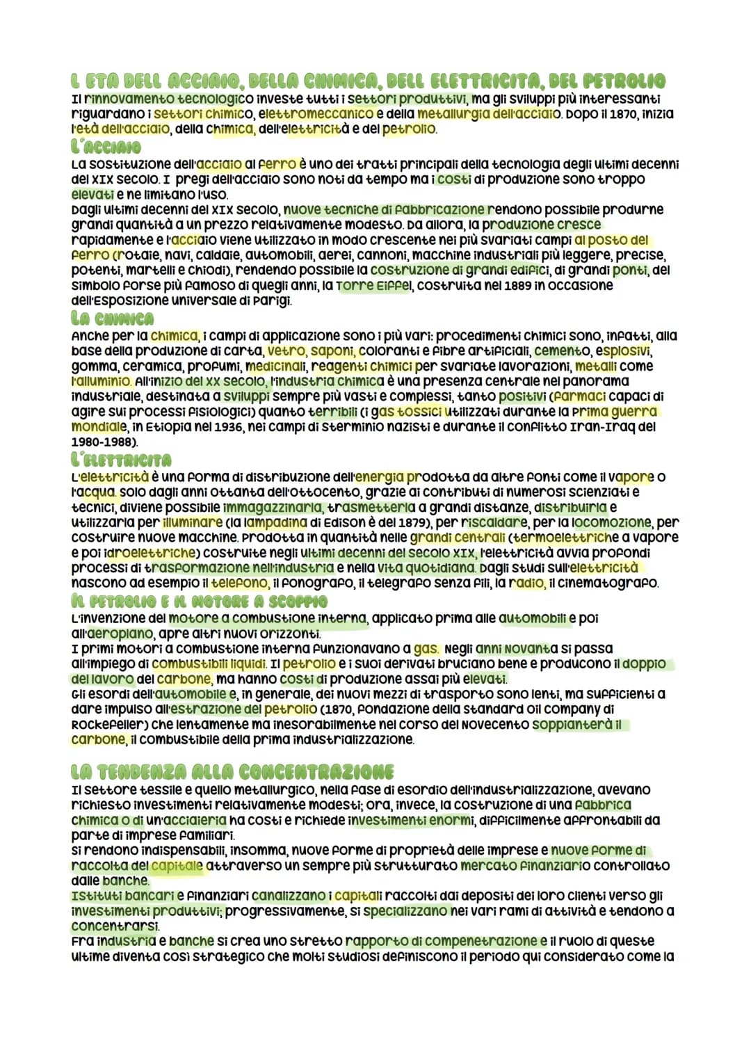 La seconda rivoluzione industriale: punti principali, schema e riassunto