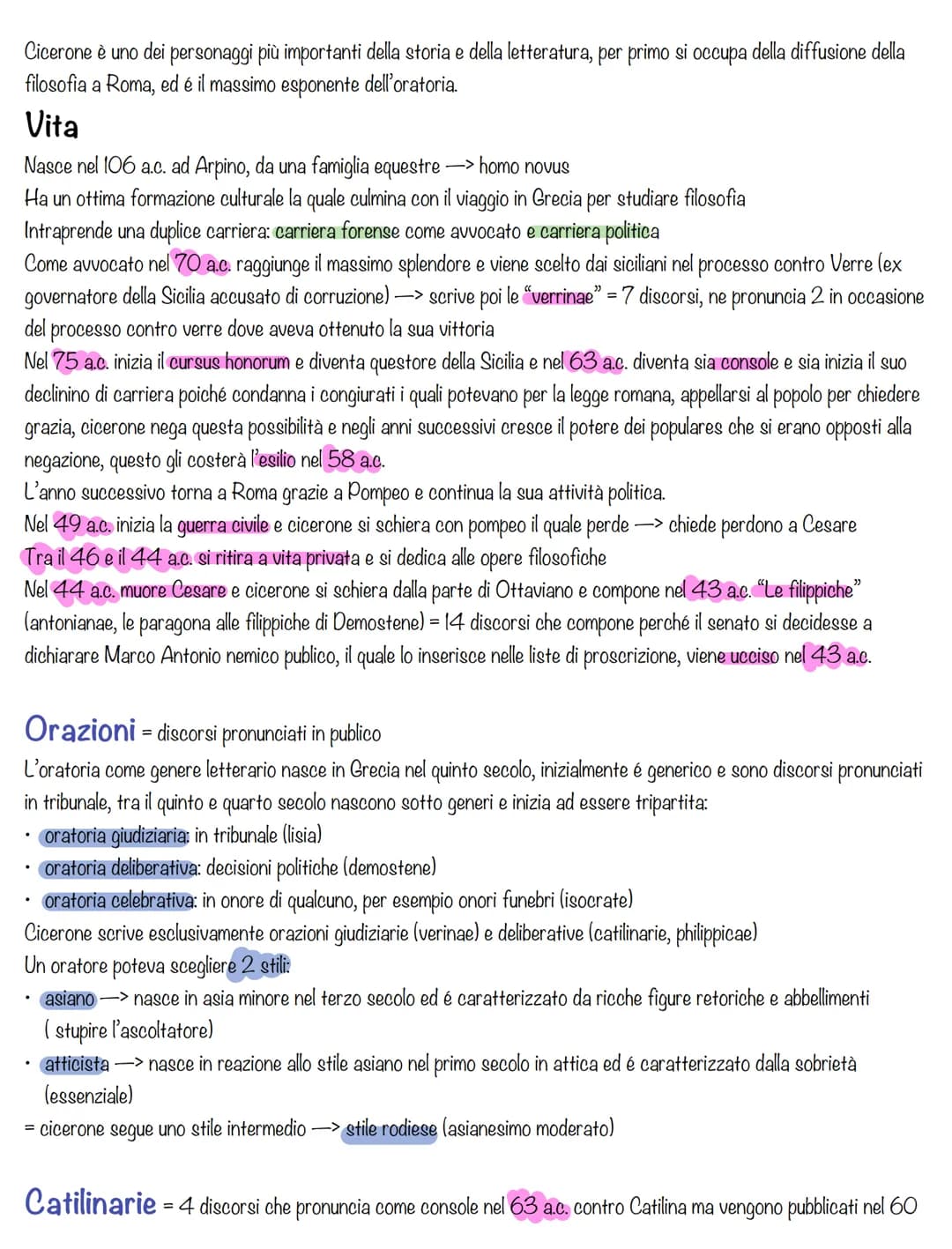 Cicerone è uno dei personaggi più importanti della storia e della letteratura, per primo si occupa della diffusione della
filosofia a Roma, 