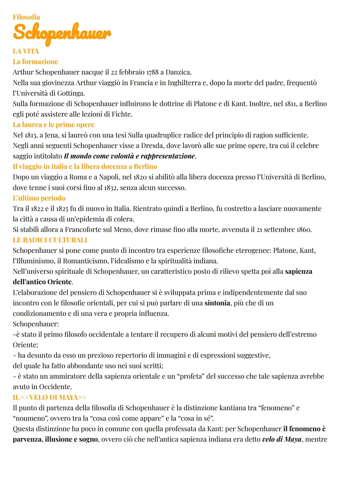 Filosofia
Schopenhauer
LA VITA
La formazione
Arthur Schopenhauer nacque il 22 febbraio 1788 a Danzica.
Nella sua giovinezza Arthur viaggiò i