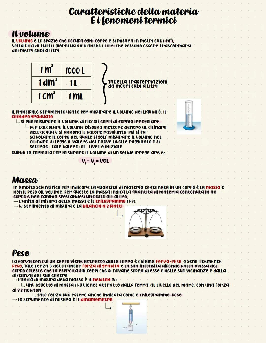 Caratteristiche della materia
Ei fenomeni termici
Il volume
IL VOLUME è Lo spazio che occupa ogni corpo e si misura in metri cubi (m³).
NeLL