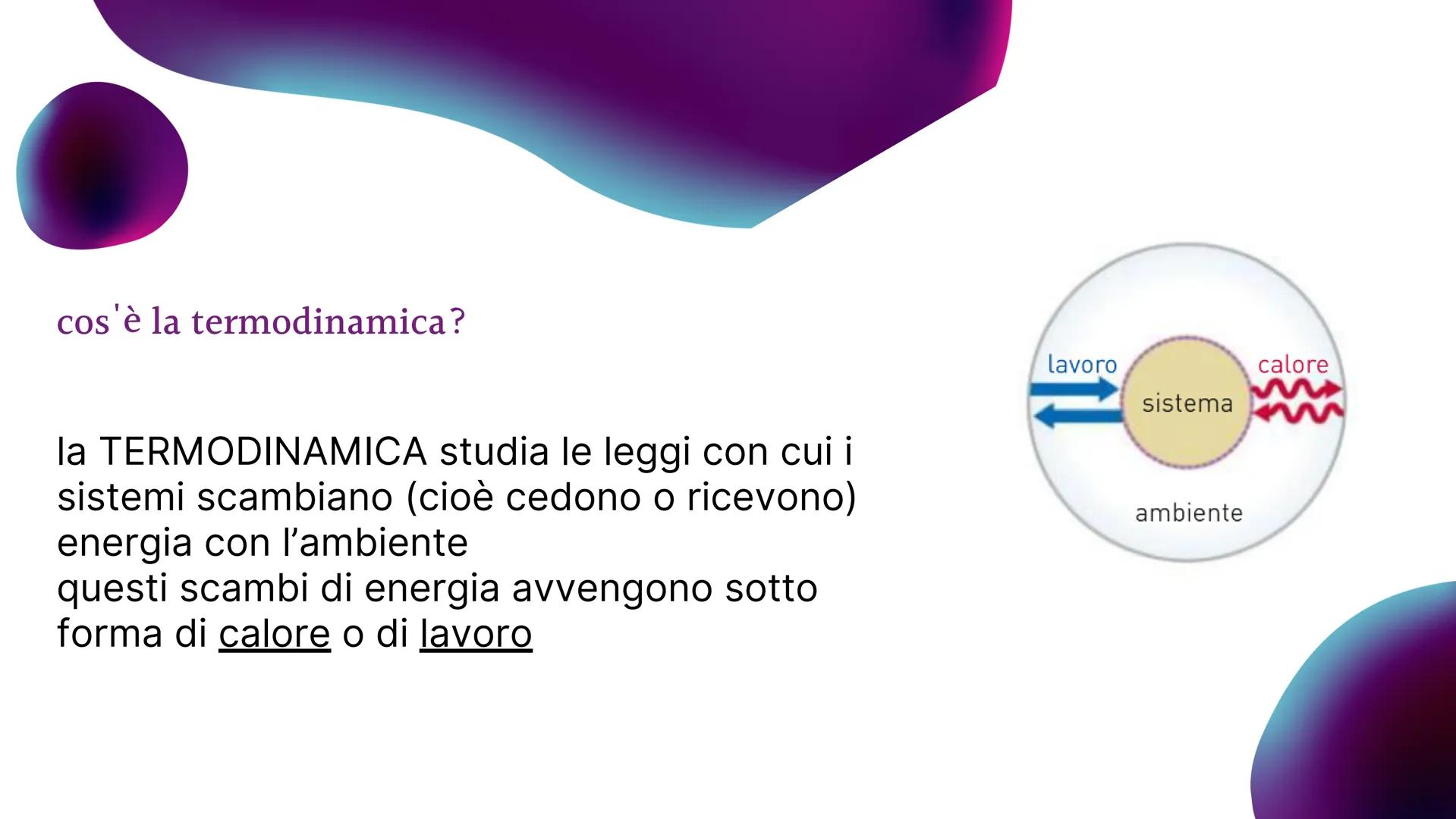 # IL PRIMO PRINCIPIO

DELLA

TERMODINAMICA cos'è la termodinamica?

la TERMODINAMICA studia le leggi con cui i
sistemi scambiano (cioè cedon
