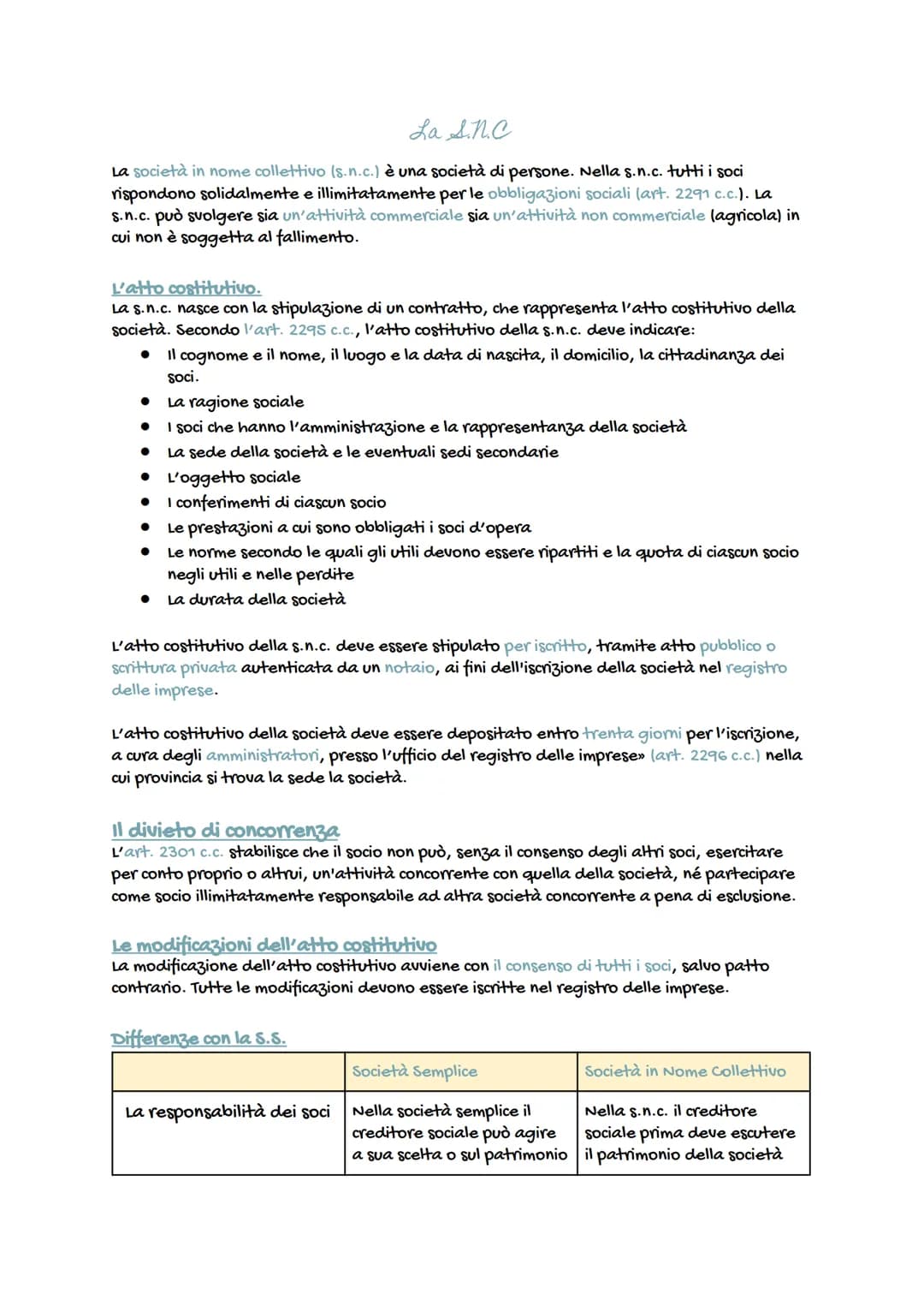 Le Società
L'impresa può essere esercitata da:
● Una sola persona: impresa individuale
Diverse persone: impresa collettiva/società
-> La soc