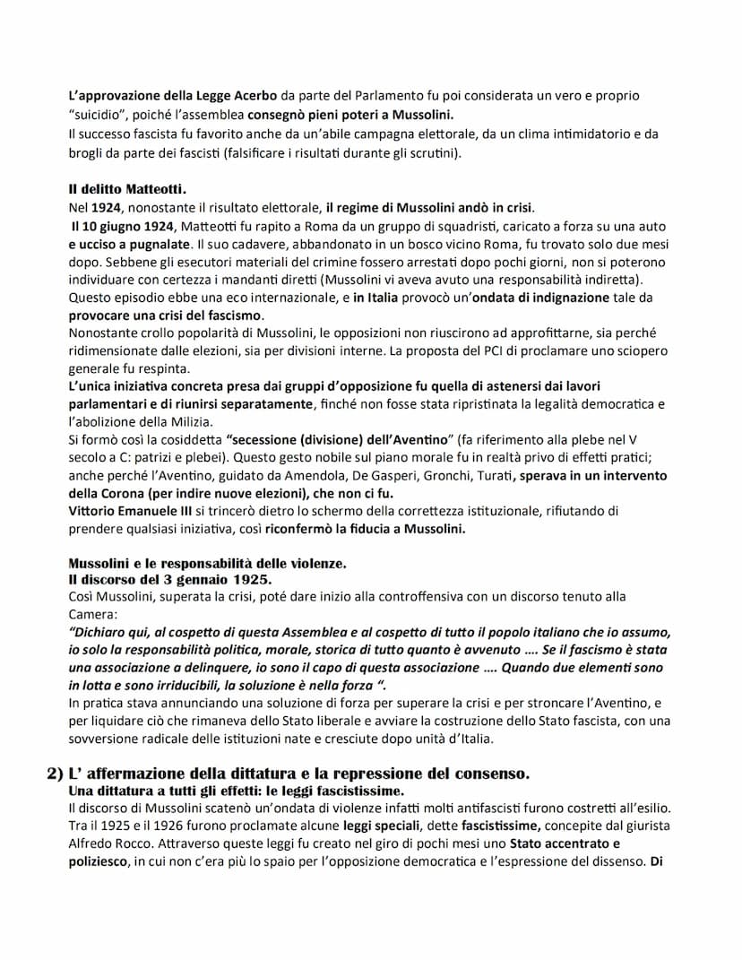 L'ITALIA FASCISTA
1) La transizione dallo Stato liberale allo Stato fascista.
Una fase transitoria.
Abbiamo detto che quando Mussolini fu pr