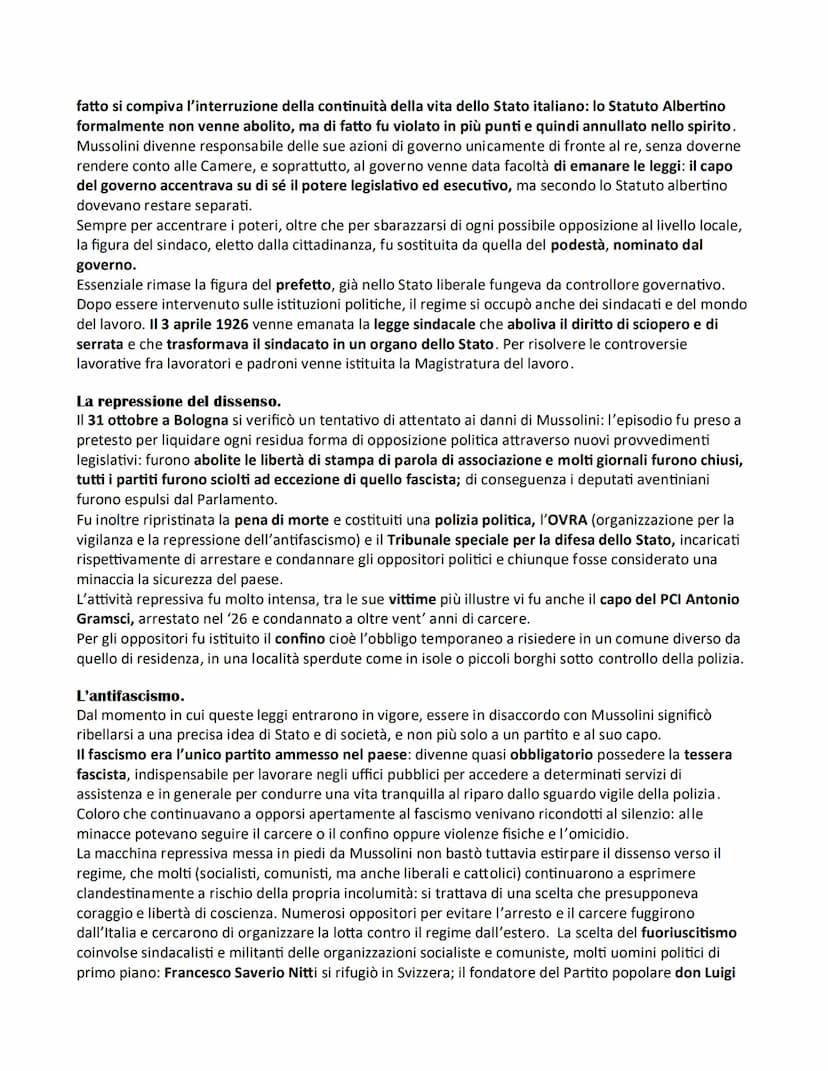 L'ITALIA FASCISTA
1) La transizione dallo Stato liberale allo Stato fascista.
Una fase transitoria.
Abbiamo detto che quando Mussolini fu pr