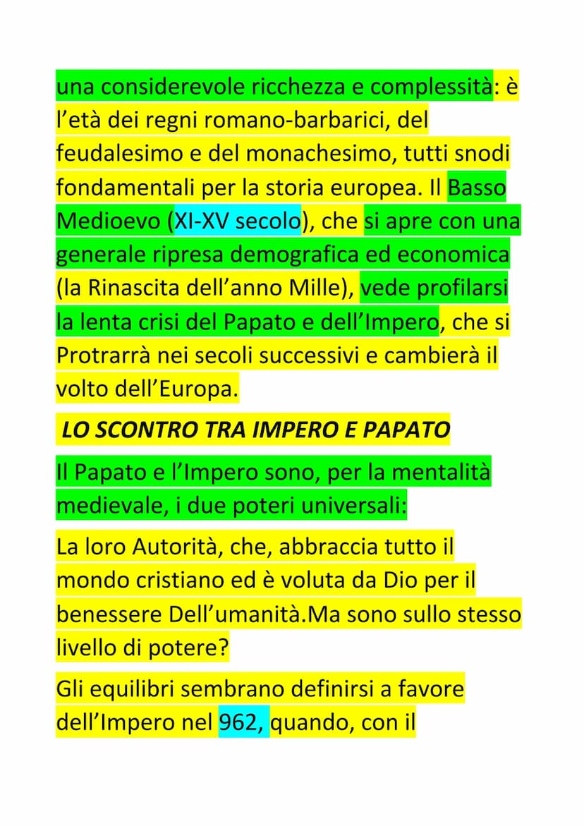 ALTO E BASSO MEDIOEVO
L'eta medievale si protrae per circa mille
anni.è un'epoca fortemente diversificata al
suo interno a seconda dei perio