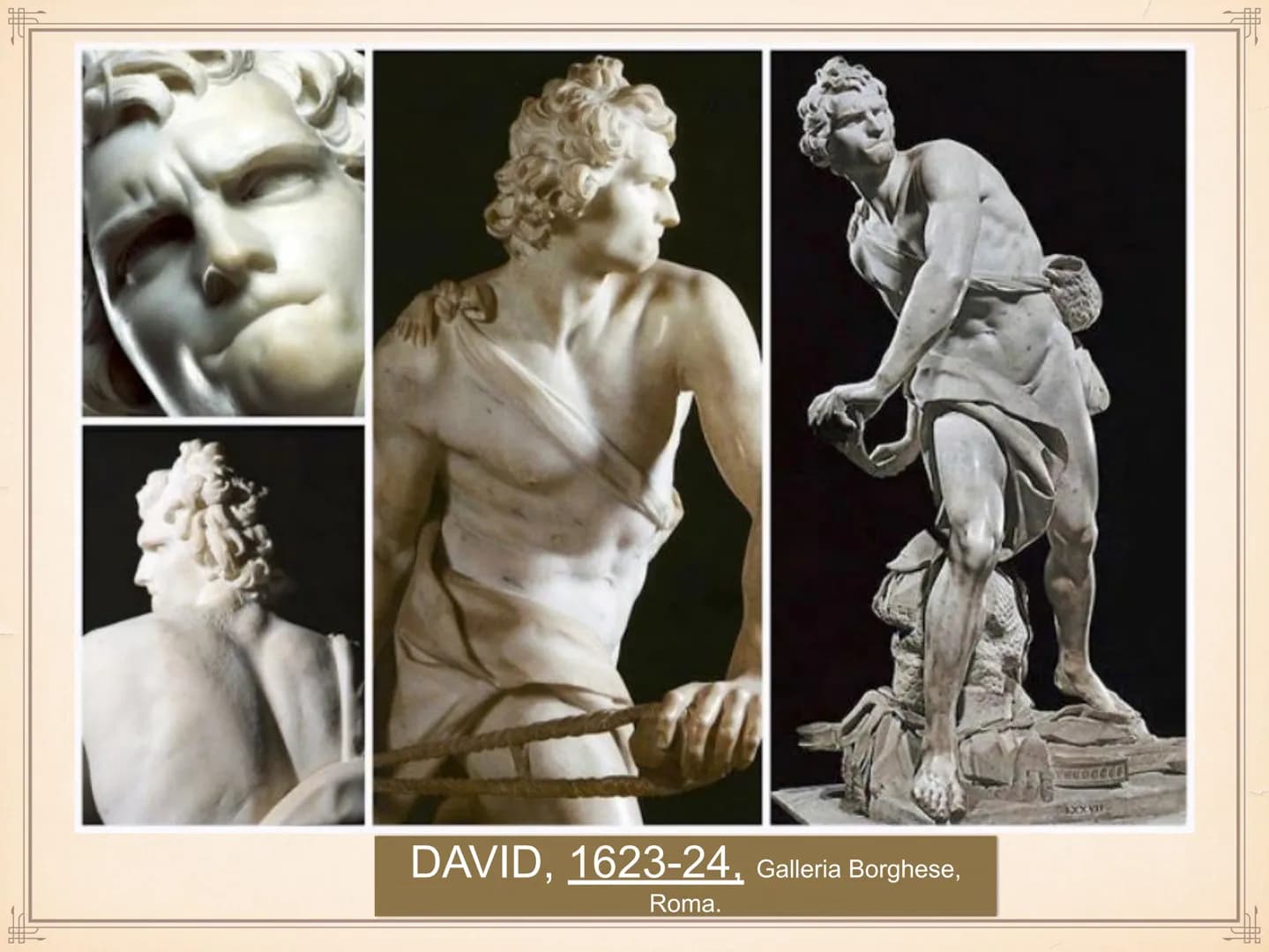 IL BAROCCO
Gian Lorenzo Bernini ●
●
●
Nasce a Napoli nel 1598 dallo scultore
fiorentino Pietro Bernini
Si trasferì a Roma con il padre nel 1